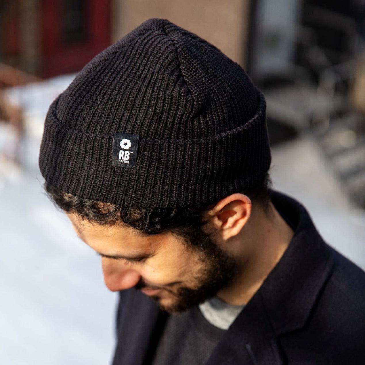 * Black Watchmen Cap Beanie with RBN Branded Logo Tag