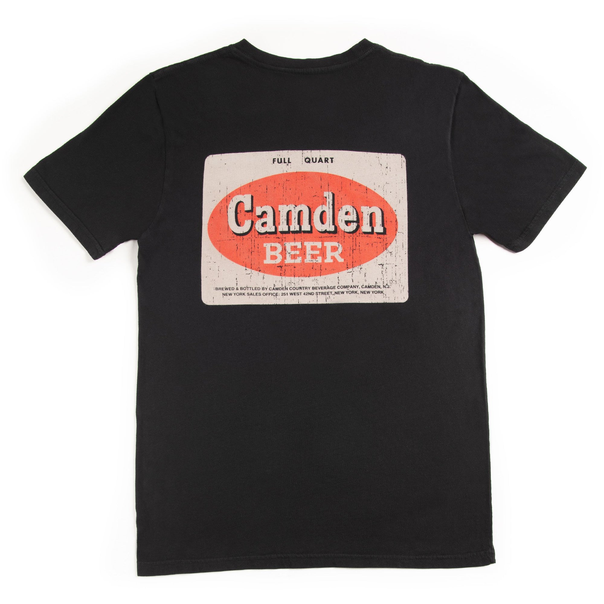 Black Full Quart Distressed Camden Beer T-shirt Back